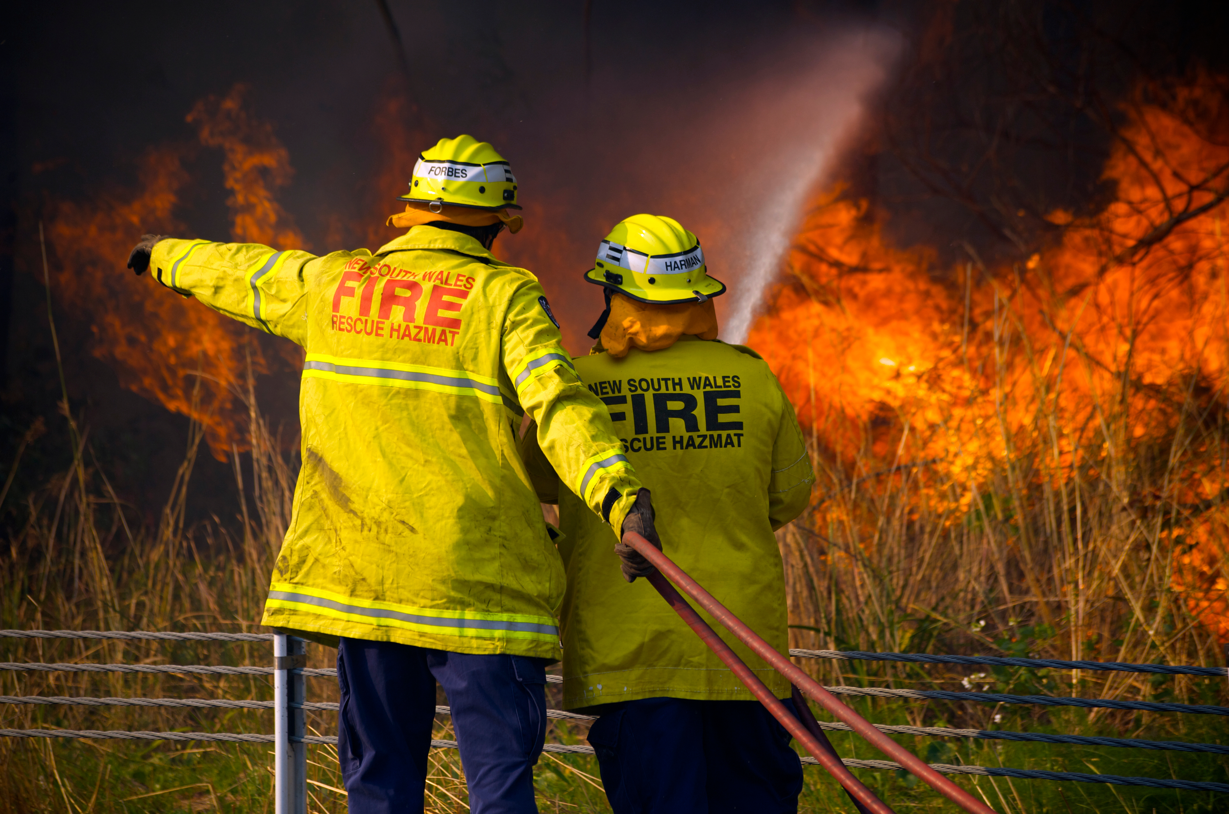 Fire and Rescue NSW officers fighting fire