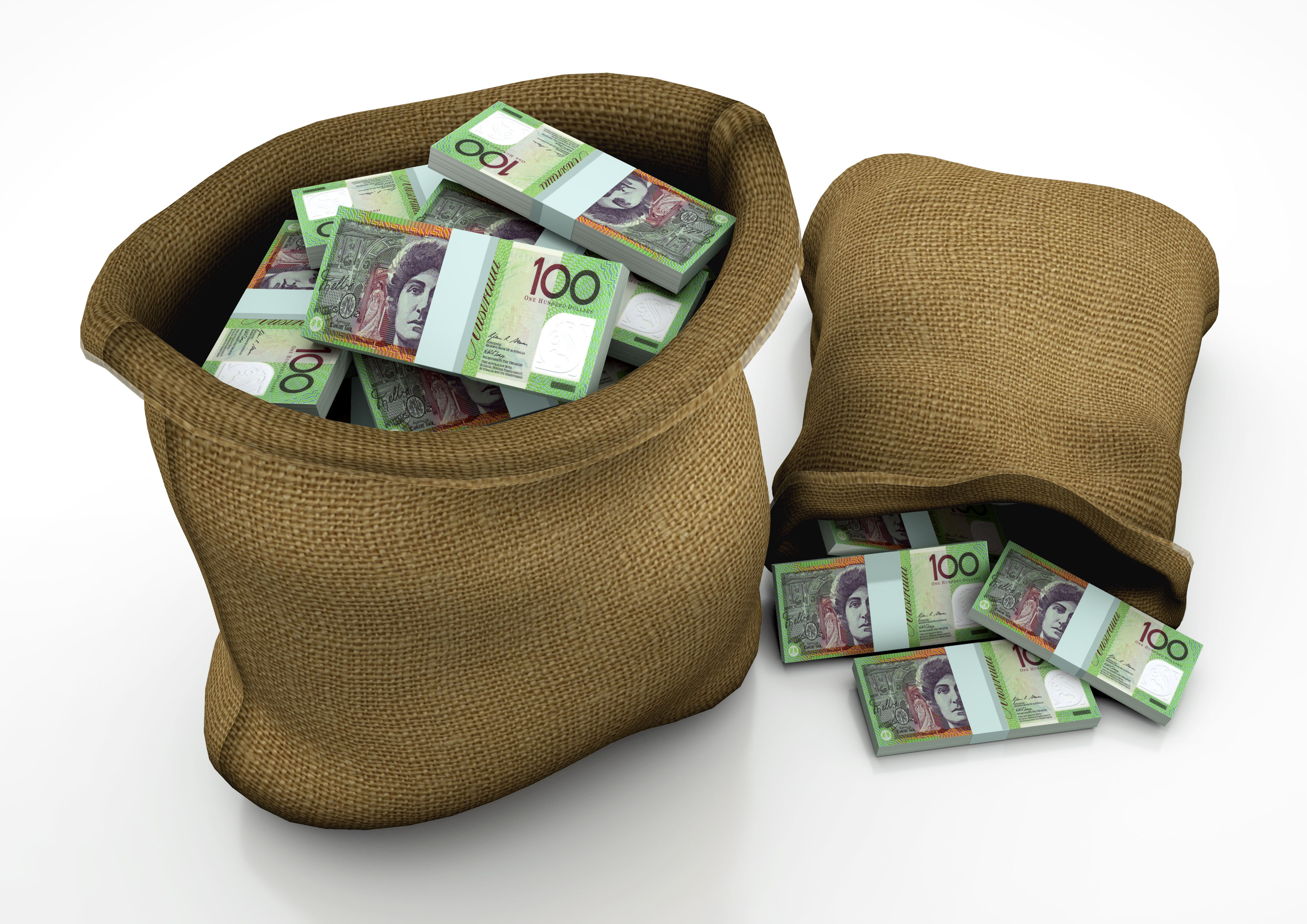 AUD Cash in two bags