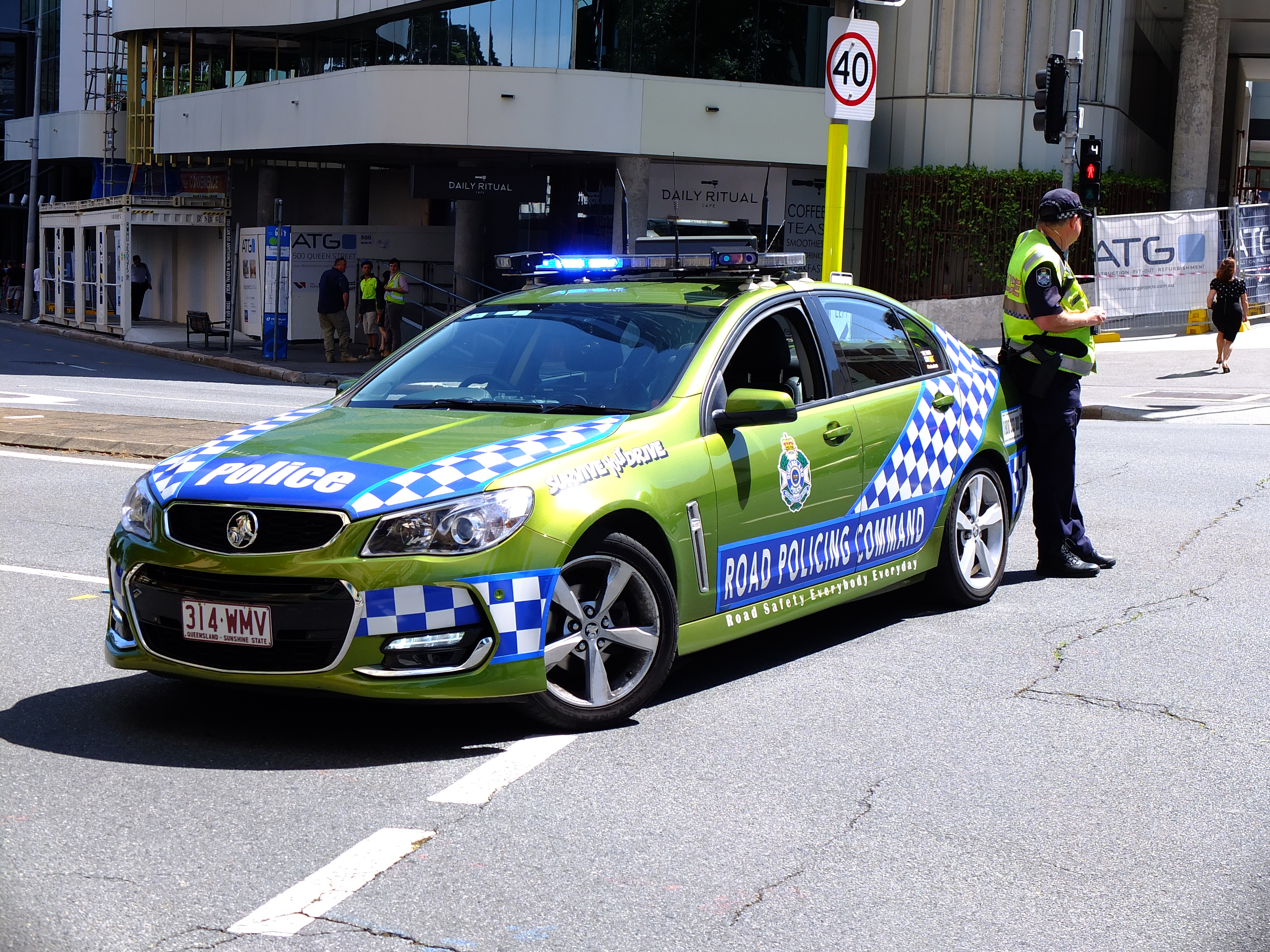 Queensland police car and officer